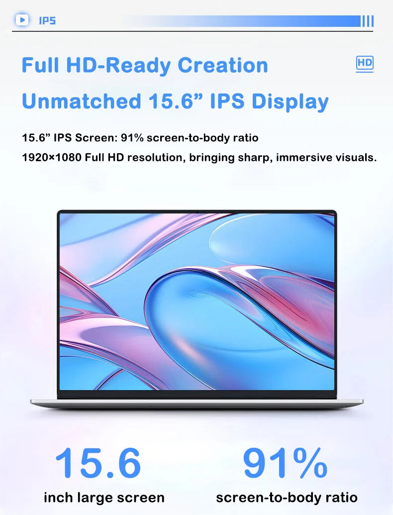 Ultra Slim Laptop 15.6 Inch i7 32GB RAM 2TB SSD Windows 11 Pro - Backlit Keyboard