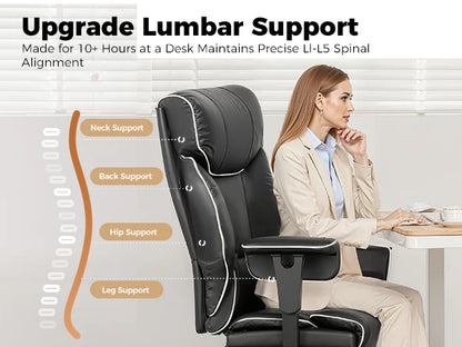Big And Tall Office Chair | Executive Leather Chair With Lumbar Support & Pocket Spring Cushion