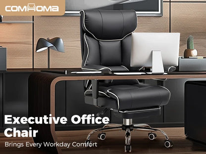 Big And Tall Office Chair | Executive Leather Chair With Lumbar Support & Pocket Spring Cushion