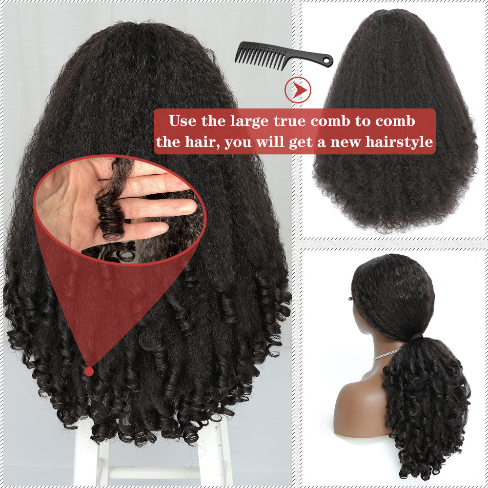 Afro Curly Wig – X-TRESS V Part Synthetic Wig with Bouncy Curls, Medium Length - ZOOMNSTORE