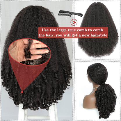 Afro Curly Wig – X-TRESS V Part Synthetic Wig with Bouncy Curls, Medium Length - ZOOMNSTORE