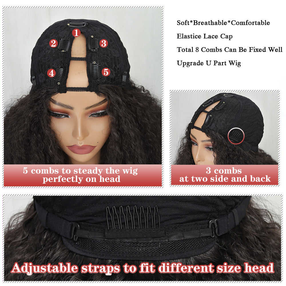 Afro Curly Wig – X-TRESS V Part Synthetic Wig with Bouncy Curls, Medium Length - ZOOMNSTORE