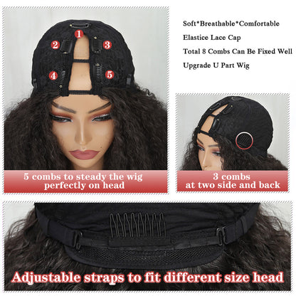 Afro Curly Wig – X-TRESS V Part Synthetic Wig with Bouncy Curls, Medium Length - ZOOMNSTORE