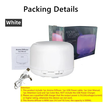 Air Humidifier Diffuser - 500ML Ultrasonic Essential Oil Aroma USB Mini Humidifier - ZOOMNSTORE