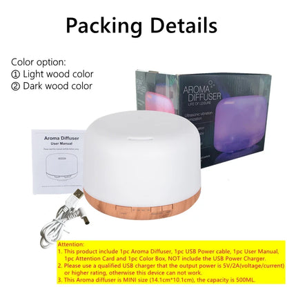Air Humidifier Diffuser - 500ML Ultrasonic Essential Oil Aroma USB Mini Humidifier - ZOOMNSTORE