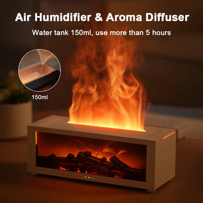Air Humidifier Essential Oil Diffuser Flame Aroma Humidifier Home Room Fragrance Diffuser with Night Light Aromatherapy Diffuser - ZOOMNSTORE