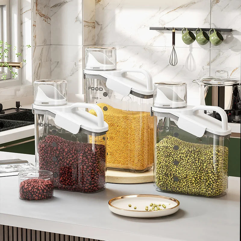 Airtight Food Container – Moisture-Proof Storage Jar with Double Seal Design & Built-In Measuring Cup - ZOOMNSTORE
