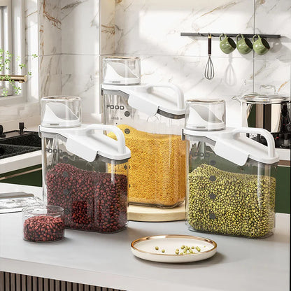 Airtight Food Container – Moisture-Proof Storage Jar with Double Seal Design & Built-In Measuring Cup - ZOOMNSTORE