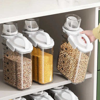 Airtight Food Container – Moisture-Proof Storage Jar with Double Seal Design & Built-In Measuring Cup - ZOOMNSTORE