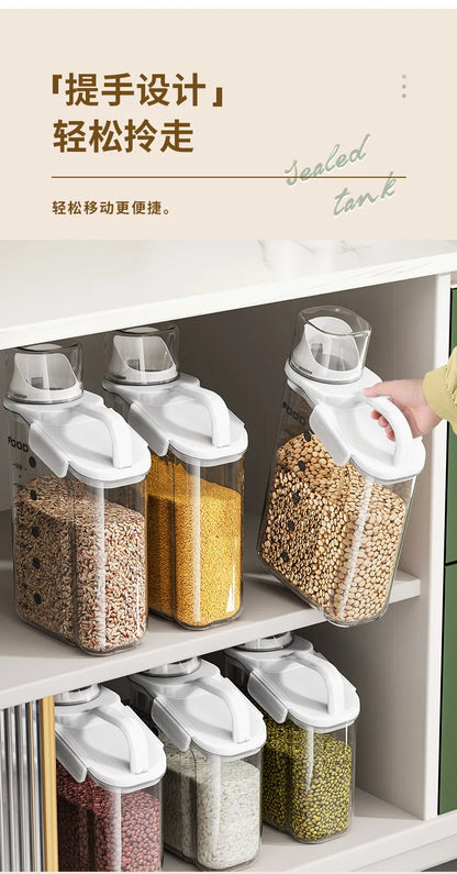 Airtight Food Container – Moisture-Proof Storage Jar with Double Seal Design & Built-In Measuring Cup - ZOOMNSTORE