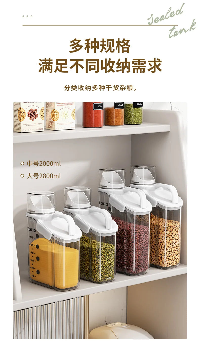 Airtight Food Container – Moisture-Proof Storage Jar with Double Seal Design & Built-In Measuring Cup - ZOOMNSTORE