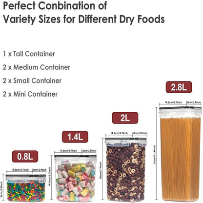Kitchen 7pcs Food Containers Set BPA Free Plastic Airtight Storage Box With 10stickers and Pen - ZOOMNSTORE