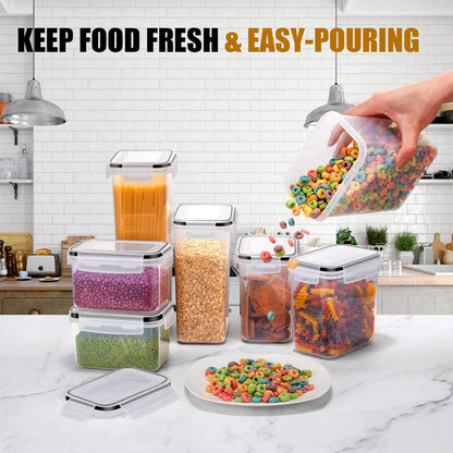 Kitchen 7pcs Food Containers Set BPA Free Plastic Airtight Storage Box With 10stickers and Pen - ZOOMNSTORE