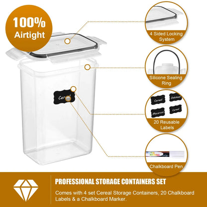 Kitchen 7pcs Food Containers Set BPA Free Plastic Airtight Storage Box With 10stickers and Pen - ZOOMNSTORE