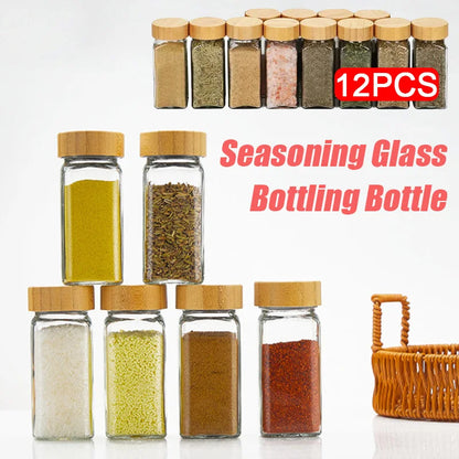 Airtight Glass Jars Set - 12PCS 120ml Clear Containers with Wood Lids for Kitchen Storage - ZOOMNSTORE