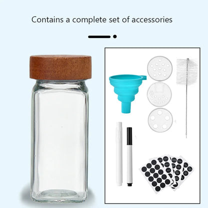 Airtight Glass Jars Set - 12PCS 120ml Clear Containers with Wood Lids for Kitchen Storage - ZOOMNSTORE