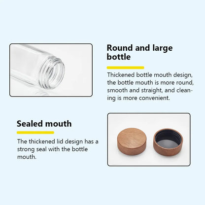 Airtight Glass Jars Set - 12PCS 120ml Clear Containers with Wood Lids for Kitchen Storage - ZOOMNSTORE