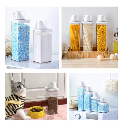 Laundry Detergent Powder Container With Measuring Cup Washing Up Powder Dispenser Food Storage Jar Airtight Storage Bottle - ZOOMNSTORE