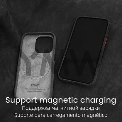 Luxury Magnetic Alcantara Case for iPhone 17161514 Pro Max - Suede Leather Supercar Design - ZOOMNSTORE