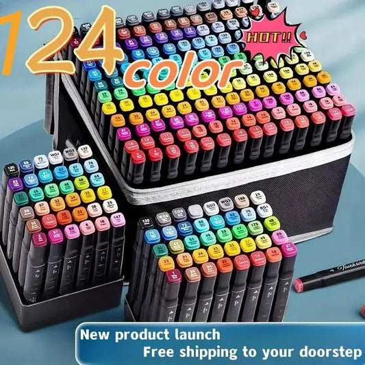 Essential Marker Pen for Painting, 24 Colors / 48 Colors / 60 Colors / 80 Colors / 168 Colors Alcohol Marker Pen, Bold Artist Marker Pen, Painting Art Marker Pen, Double-Headed Marker Pen, Double-Headed Brush Type 168 Color A - ZOOMNSTORE