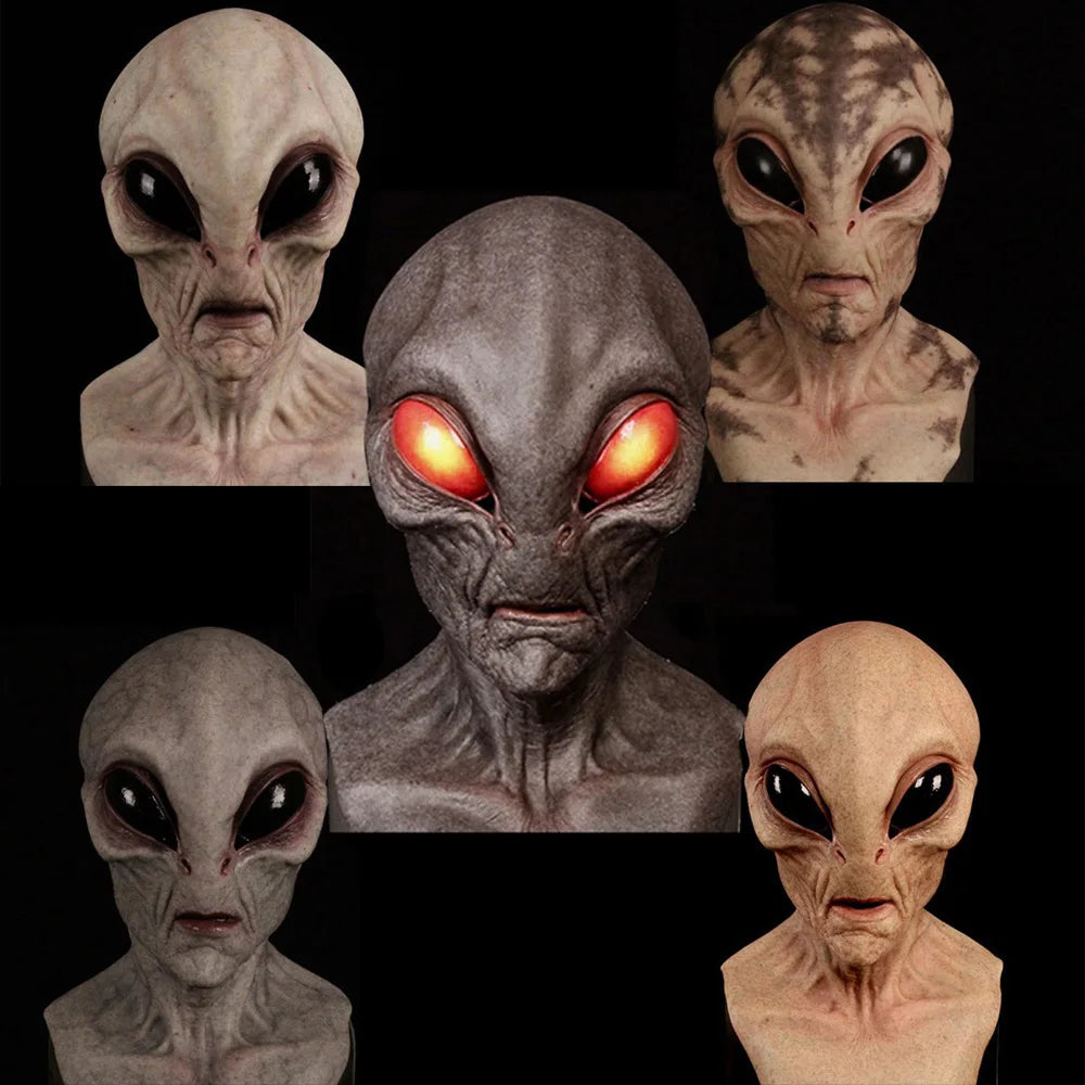 Halloween Alien Mask Cosplay Horror UFO Skull Latex Masks Helmet Carnival Dress Up Party Costume Props - ZOOMNSTORE