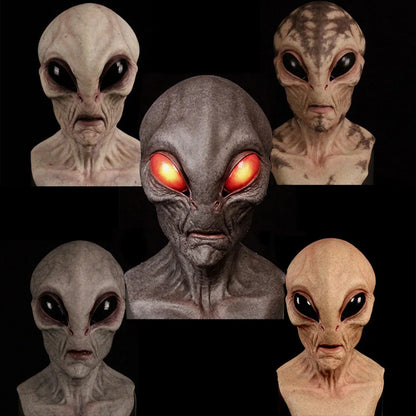 Halloween Alien Mask Cosplay Horror UFO Skull Latex Masks Helmet Carnival Dress Up Party Costume Props - ZOOMNSTORE