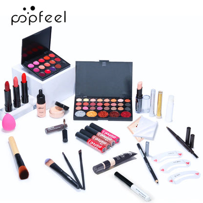 All-in-One Makeup Kit - Full Gift Set for Women  Teens with Nude Eyeshadow Foundation Primer Brush and Lipgloss - ZOOMNSTORE