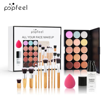 All-in-One Makeup Kit Gift Set - Eyeshadow Foundation Lip Gloss Blush Brushes  Eyeliner - ZOOMNSTORE