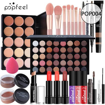 All-in-One Makeup Kit Gift Set - Eyeshadow Foundation Lip Gloss Blush Brushes  Eyeliner - ZOOMNSTORE