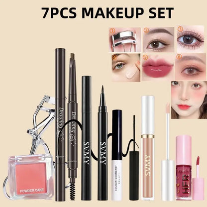 All-in-One Makeup Kit Gift Set - Eyeshadow Foundation Lip Gloss Blush Brushes  Eyeliner - ZOOMNSTORE
