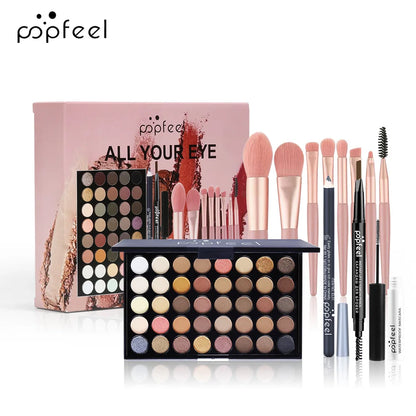 All-in-One Makeup Kit Gift Set - Eyeshadow Foundation Lip Gloss Blush Brushes  Eyeliner - ZOOMNSTORE