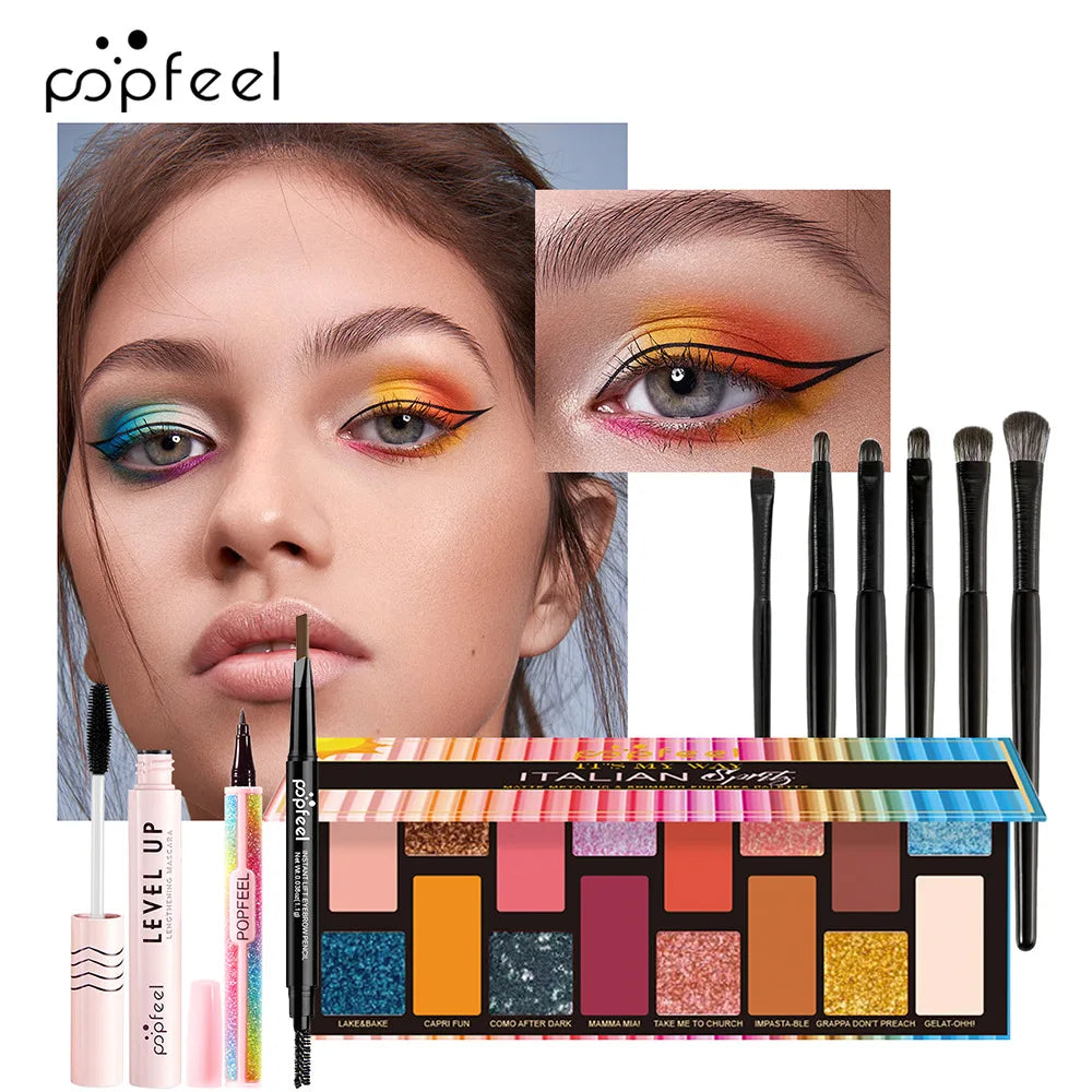 All-in-One Makeup Kit Gift Set - Eyeshadow Foundation Lip Gloss Blush Brushes  Eyeliner - ZOOMNSTORE