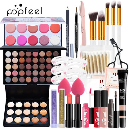 All-in-One Makeup Kit – Complete Makeup Gift Set with Eyeshadow Palette, Foundation, Lip Gloss & Brushes - ZOOMNSTORE