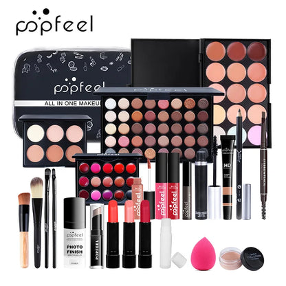 All-in-One Makeup Kit – Complete Makeup Gift Set with Eyeshadow Palette, Foundation, Lip Gloss & Brushes - ZOOMNSTORE