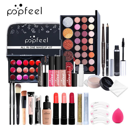 All-in-One Makeup Kit – Complete Makeup Gift Set with Eyeshadow Palette, Foundation, Lip Gloss & Brushes - ZOOMNSTORE