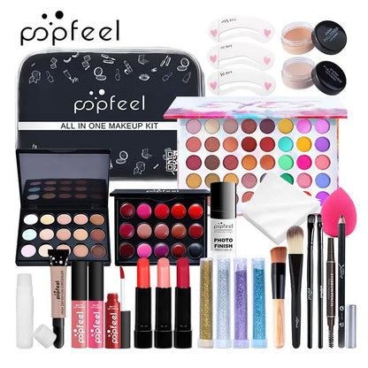 All-in-One Makeup Kit – Complete Makeup Gift Set with Eyeshadow Palette, Foundation, Lip Gloss & Brushes - ZOOMNSTORE