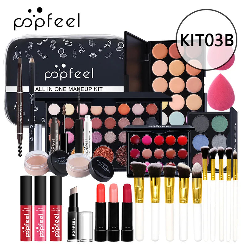 All-in-One Makeup Kit – Complete Makeup Gift Set with Eyeshadow Palette, Foundation, Lip Gloss & Brushes - ZOOMNSTORE
