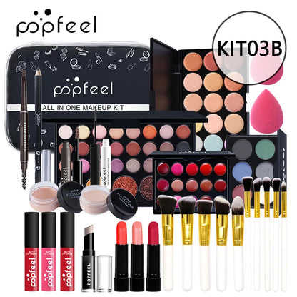 All-in-One Makeup Kit – Complete Makeup Gift Set with Eyeshadow Palette, Foundation, Lip Gloss & Brushes - ZOOMNSTORE
