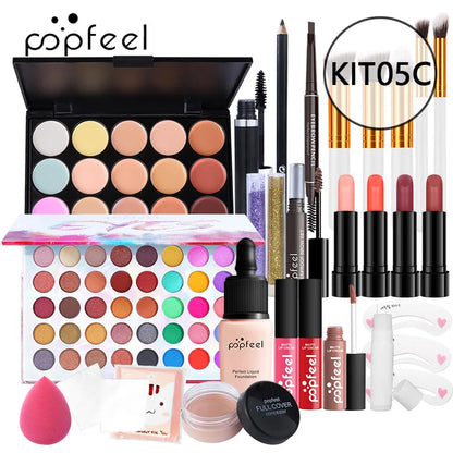 All-in-One Makeup Kit – Complete Makeup Gift Set with Eyeshadow Palette, Foundation, Lip Gloss & Brushes - ZOOMNSTORE
