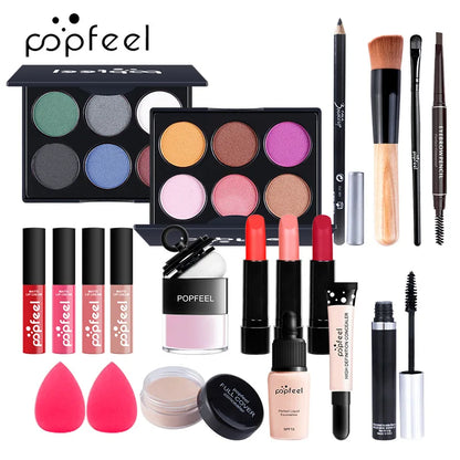 All-in-One Makeup Kit – Complete Makeup Gift Set with Eyeshadow Palette, Foundation, Lip Gloss & Brushes - ZOOMNSTORE