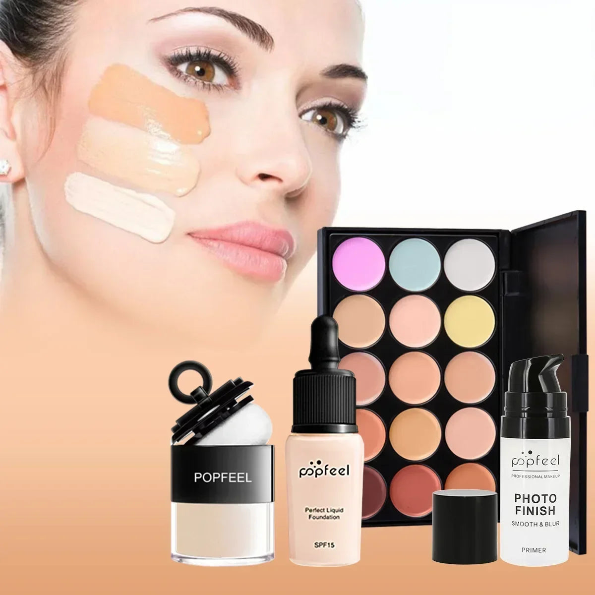 All-in-One Makeup Kit Gift Set - Eyeshadow Foundation Lip Gloss Blush Brushes  Eyeliner - ZOOMNSTORE