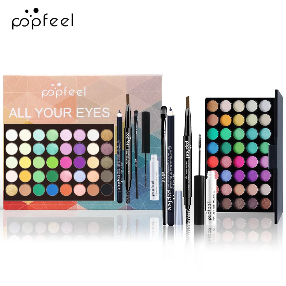 All-in-One Makeup Kit Gift Set - Eyeshadow Foundation Lip Gloss Blush Brushes  Eyeliner - ZOOMNSTORE