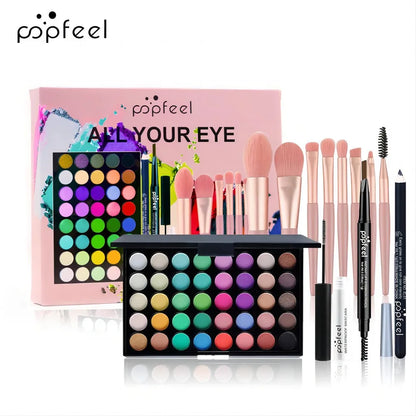 All-in-One Makeup Kit Gift Set - Eyeshadow Foundation Lip Gloss Blush Brushes  Eyeliner - ZOOMNSTORE