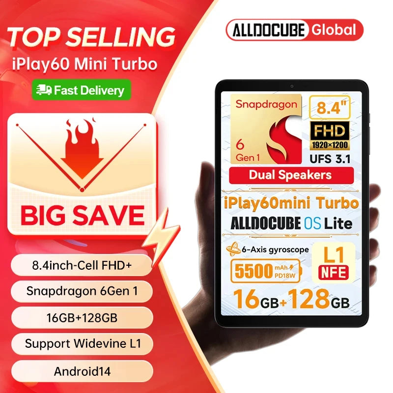 Alldocube iPlay60 Mini Turbo Tablet - 84 Snapdragon 6Gen 1 8GB RAM 128GB ROM Android 14 - ZOOMNSTORE