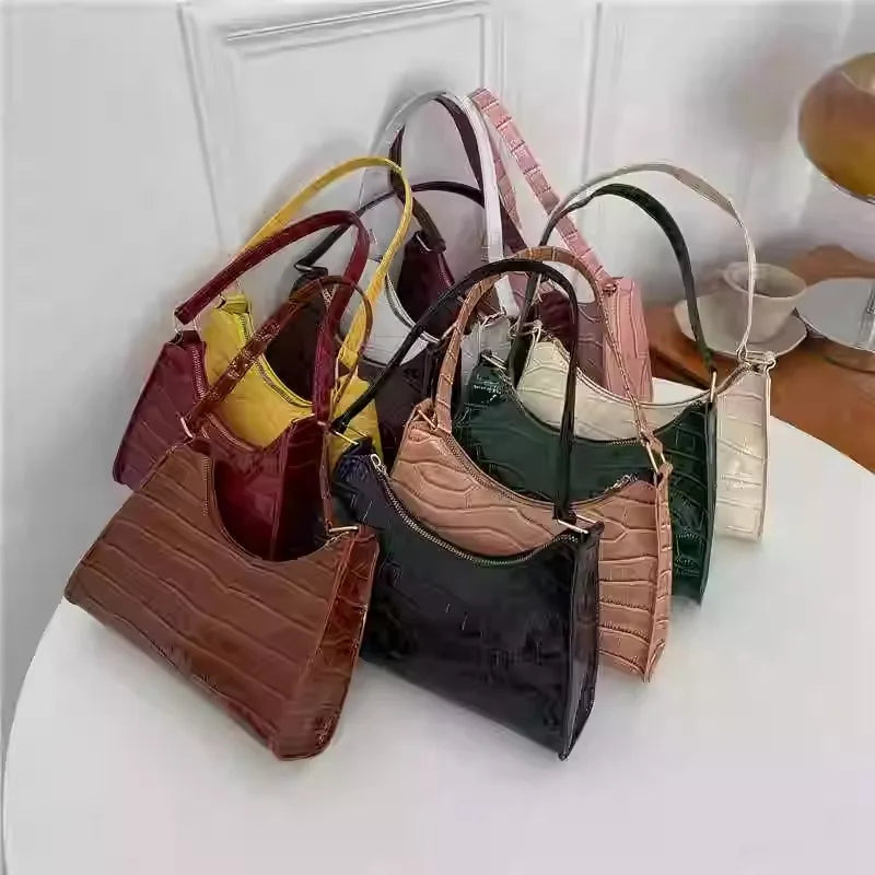 Alligator Pattern PU Leather Handbag - Womens Small Armpit Messenger Bag - ZOOMNSTORE