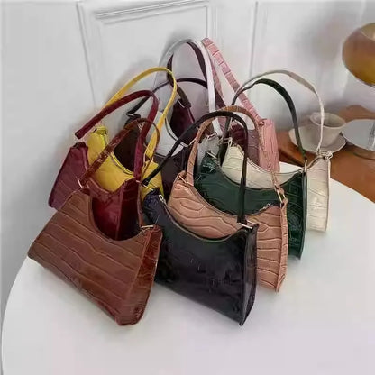 Alligator Pattern PU Leather Handbag - Womens Small Armpit Messenger Bag - ZOOMNSTORE