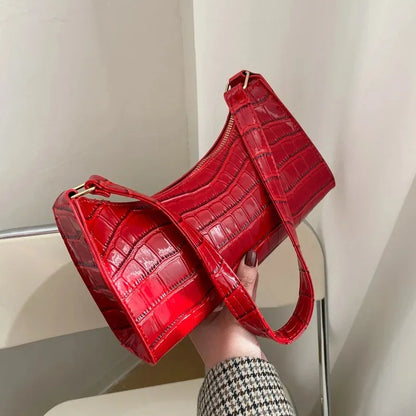 Alligator Pattern PU Leather Handbag - Womens Small Armpit Messenger Bag - ZOOMNSTORE