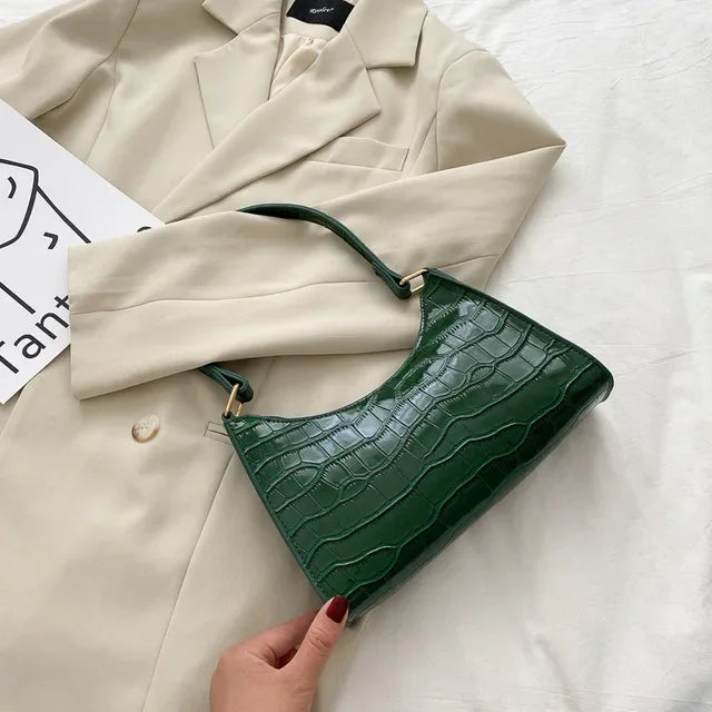 Alligator Pattern PU Leather Handbag - Womens Small Armpit Messenger Bag - ZOOMNSTORE