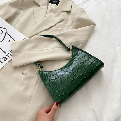 Alligator Pattern PU Leather Handbag - Womens Small Armpit Messenger Bag - ZOOMNSTORE