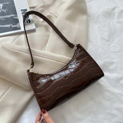 Alligator Pattern PU Leather Handbag - Womens Small Armpit Messenger Bag - ZOOMNSTORE